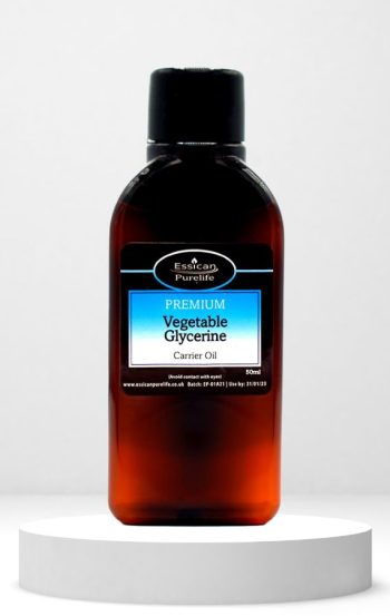 Essican Purelife Vegetable Glycerine oil 50ml in an amber bottle.