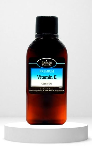 Essican Purelife Vitamin-E oil 50ml in an amber bottle. Free UK delivery.