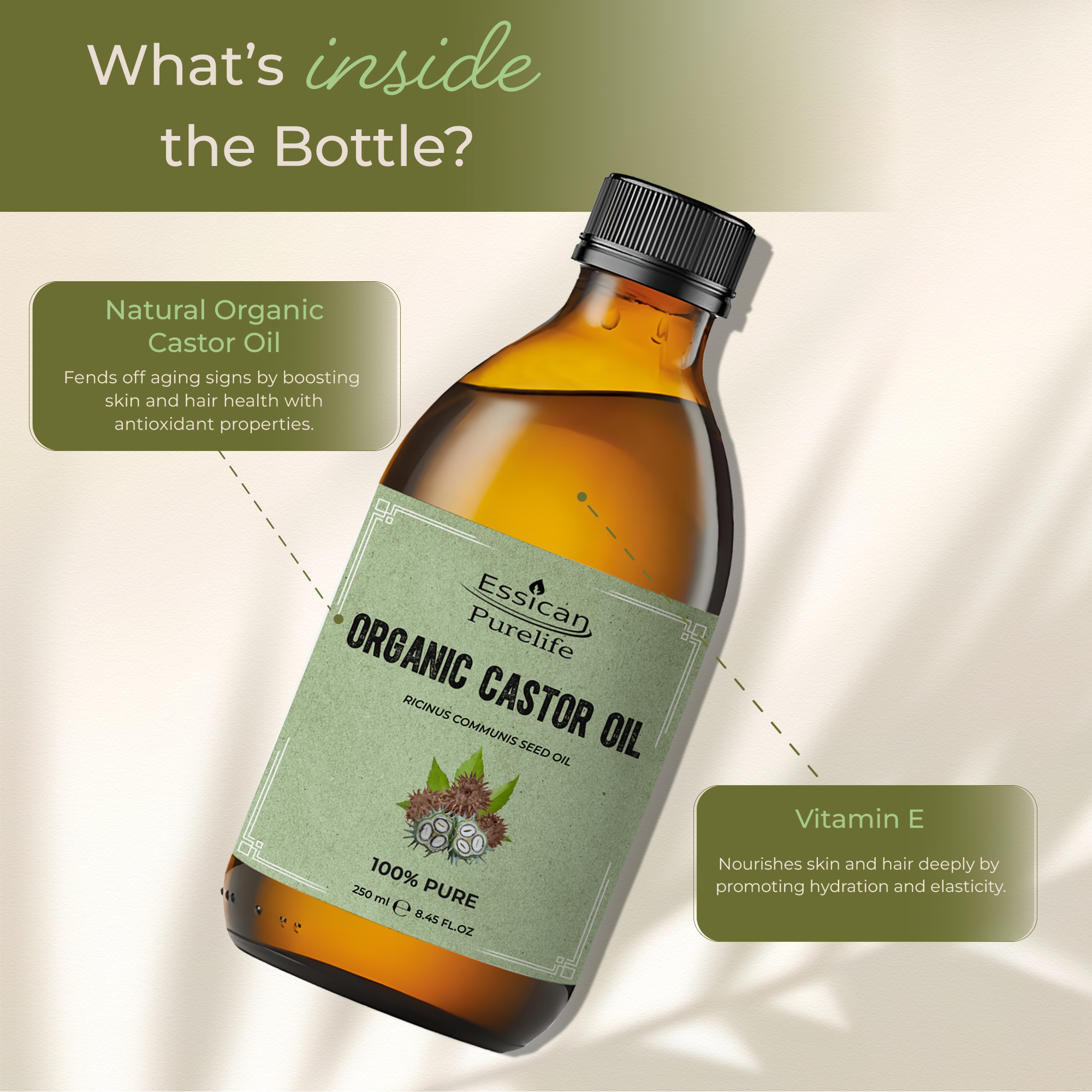 Organic Castor Oil - Hexane Free & Cold Pressed - Glass Bottle - Image 4